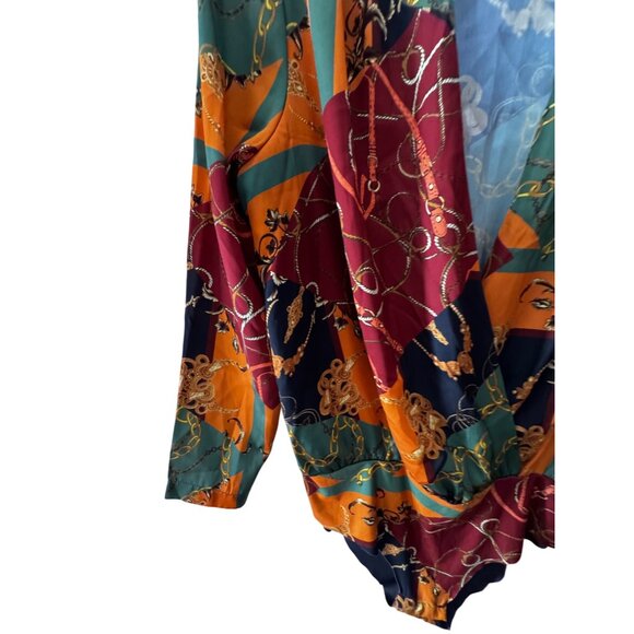 Zara Chain Print Long Sleeve Bodysuit Large Luxury Chain Royal Top Sexy Eighties - Picture 4 of 5